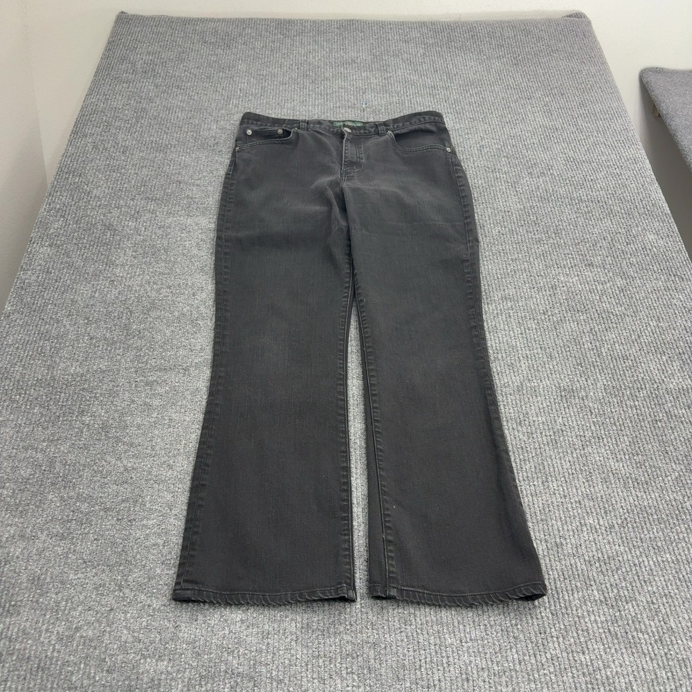 Lauren Ralph Lauren Jeans Womens 12 Black Cotton Stretch Flap Pocket Flare Style